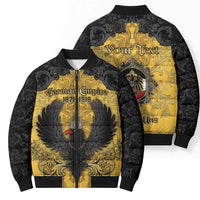 Personalized German Empire Bomber Puffer Jacket Imperial Black Eagle With Baroque Patterns - Wonder Print Shop