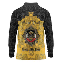 Personalized German Empire Long Sleeve Polo Shirt Imperial Black Eagle With Baroque Patterns - Wonder Print Shop