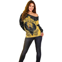 Personalized German Empire Off Shoulder Sweater Imperial Black Eagle With Baroque Patterns - Wonder Print Shop