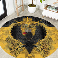 German Empire Round Carpet Imperial Black Eagle With Baroque Patterns - Wonder Print Shop