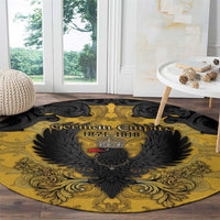 German Empire Round Carpet Imperial Black Eagle With Baroque Patterns - Wonder Print Shop