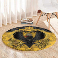 German Empire Round Carpet Imperial Black Eagle With Baroque Patterns - Wonder Print Shop
