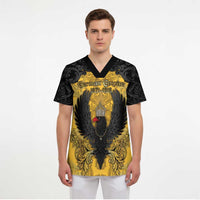 Personalized German Empire Scrub Top Imperial Black Eagle With Baroque Patterns - Wonder Print Shop