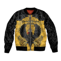 Personalized German Empire Sleeve Zip Bomber Jacket Imperial Black Eagle With Baroque Patterns - Wonder Print Shop