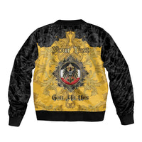 Personalized German Empire Sleeve Zip Bomber Jacket Imperial Black Eagle With Baroque Patterns - Wonder Print Shop