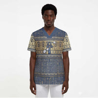Ankh Egypt Scrub Top Egyptian Lotus Flowers