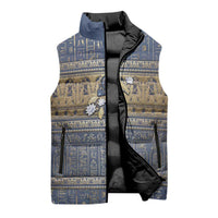 Ankh Egypt Sleeveless Puffer Jacket Egyptian Lotus Flowers