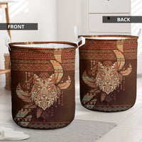 Wolf Native American Laundry Basket Tribal Geometric Earth Tone