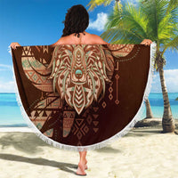 Wolf Native American Beach Blanket Tribal Geometric Earth Tone