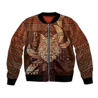 Personalized Wolf Native American Bomber Jacket Tribal Geometric Earth Tone