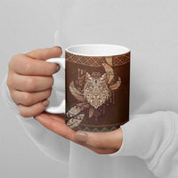 Personalized Wolf Native American Ceramic Mug Tribal Geometric Earth Tone