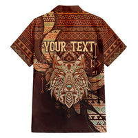 Personalized Wolf Native American Hawaiian Shirt Tribal Geometric Earth Tone