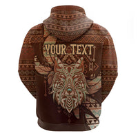 Personalized Wolf Native American Hoodie Tribal Geometric Earth Tone