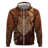 Personalized Wolf Native American Hoodie Tribal Geometric Earth Tone