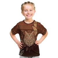 Personalized Wolf Native American Kid T Shirt Tribal Geometric Earth Tone