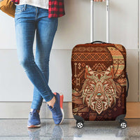 Wolf Native American Luggage Cover Tribal Geometric Earth Tone