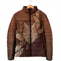 Personalized Wolf Native American Padded Jacket Tribal Geometric Earth Tone