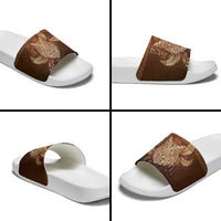 Wolf Native American Slide Sandals Tribal Geometric Earth Tone