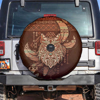 Wolf Native American Spare Tire Cover Tribal Geometric Earth Tone
