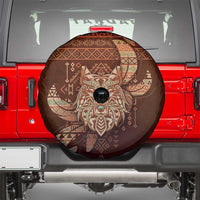 Wolf Native American Spare Tire Cover Tribal Geometric Earth Tone