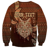 Personalized Wolf Native American Sweatshirt Tribal Geometric Earth Tone