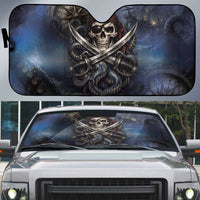 Pirates Skull Auto Sun Shade Kraken Sea Monster Tentacles Deep Legend