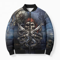 Pirates Skull Bomber Puffer Jacket Kraken Sea Monster Tentacles Deep Legend