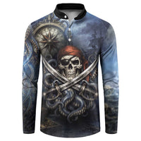 Pirates Skull Button Sweatshirt Kraken Sea Monster Tentacles Deep Legend