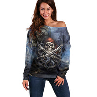 Pirates Skull Off Shoulder Sweater Kraken Sea Monster Tentacles Deep Legend