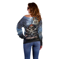 Pirates Skull Off Shoulder Sweater Kraken Sea Monster Tentacles Deep Legend