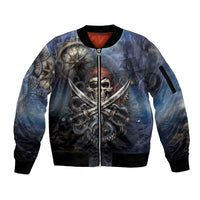 Pirates Skull Sleeve Zip Bomber Jacket Kraken Sea Monster Tentacles Deep Legend