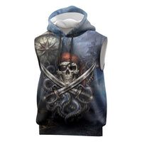 Pirates Skull Sleeveless Hoodie Kraken Sea Monster Tentacles Deep Legend