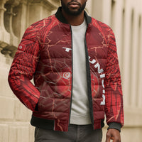 Custom Tunisia Football Bomber Puffer Jacket Eagle Cracked Texture Athletic