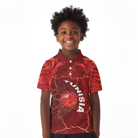 Custom Tunisia Football Kid Polo Shirt Eagle Cracked Texture Athletic