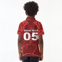 Custom Tunisia Football Kid Polo Shirt Eagle Cracked Texture Athletic