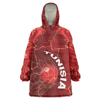 Custom Tunisia Football Kid Wearable Blanket Hoodie Eagle Cracked Texture Athletic