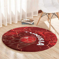 Tunisia Football Round Carpet Eagle Cracked Texture Athletic