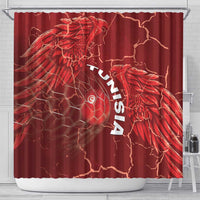 Tunisia Football Shower Curtain Eagle Cracked Texture Athletic