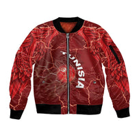Custom Tunisia Football Sleeve Zip Bomber Jacket Eagle Cracked Texture Athletic