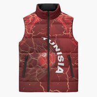 Custom Tunisia Football Sleeveless Puffer Jacket Eagle Cracked Texture Athletic