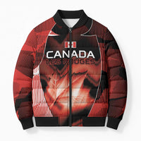 Custom Canada Football Bomber Puffer Jacket Visual Line Abstract Maple Leaf
