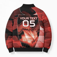 Custom Canada Football Bomber Puffer Jacket Visual Line Abstract Maple Leaf