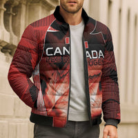 Custom Canada Football Bomber Puffer Jacket Visual Line Abstract Maple Leaf