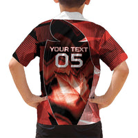 Custom Canada Football Kid Hawaiian Shirt Visual Line Abstract Maple Leaf