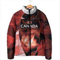 Custom Canada Football Padded Jacket Visual Line Abstract Maple Leaf