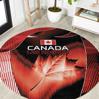 Canada Football Round Carpet Visual Line Abstract Maple Leaf