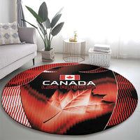 Canada Football Round Carpet Visual Line Abstract Maple Leaf