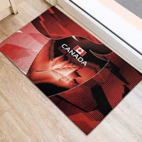 Canada Football Rubber Doormat Visual Line Abstract Maple Leaf