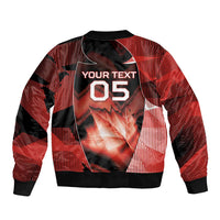 Custom Canada Football Sleeve Zip Bomber Jacket Visual Line Abstract Maple Leaf