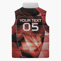Custom Canada Football Sleeveless Puffer Jacket Visual Line Abstract Maple Leaf